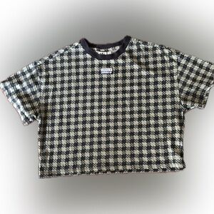 Adidas | Green and black Checkered cropped t-shirt